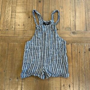 Tiny whales navy pinstripe shortalls